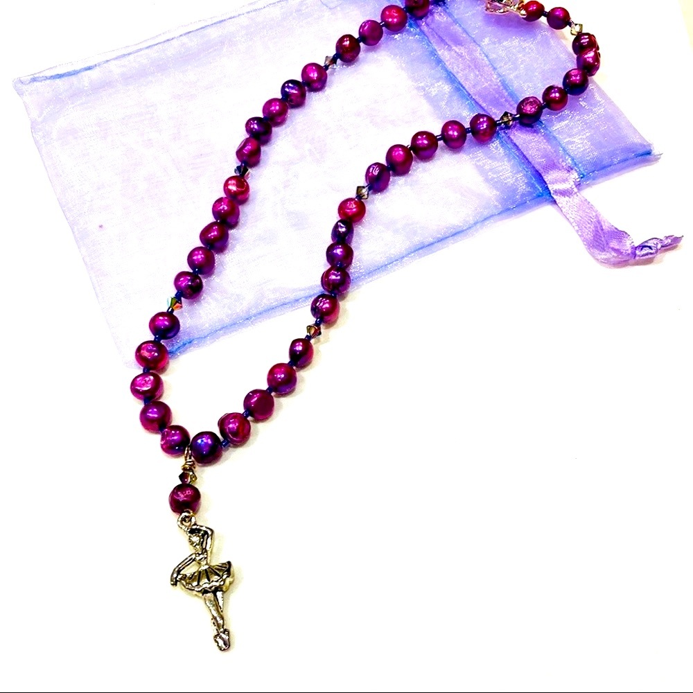 Handmade Ballerina in Purple Christmas Nutcracker Ballet Necklace